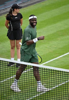 Frances Tiafoe USA jubilation, joy, emotion, emotional, cheers, happiness, happy, about match win gesture tennis men BOSS Open ATP 250 Stuttgart 2026 Weissenhof BOSS Open ATP 250 Stuttgart 2026