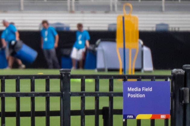 June 9, 2026, Boca Raton, Fl, USA: A media sign is seen inside FAU Stadium in Boca Raton, Florida, on Tuesday as CuraoÂßao trained behind closed doors before its World Cup debut vs Germany. Boca Raton USA - ZUMAc343 20260609_znp_c343_014 Copyright: xChrisxBeckettx