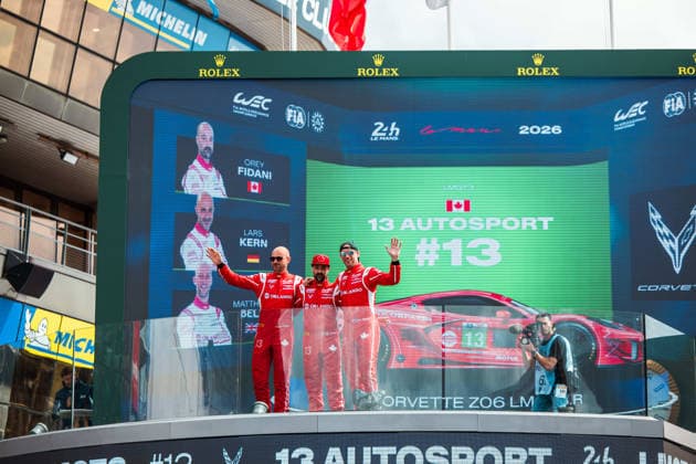 24 HEURES DU MANS 2026 - TUESDAY 13 FIDANI Orey (can), KERN Lars (ger), BELL Matthew (gbr), 13 Autosport, Corvette Z06 LMGT3.R 13, LM GT3, autograph session, during the 24 Hours of Le Mans 2026, 3rd round of the 2026 FIA World Endurance Championship, on June 9, 2026 on the Circuit des 24 Heures du Mans in Le Mans, France -  Copyright: xAndreaxLorenzinax
