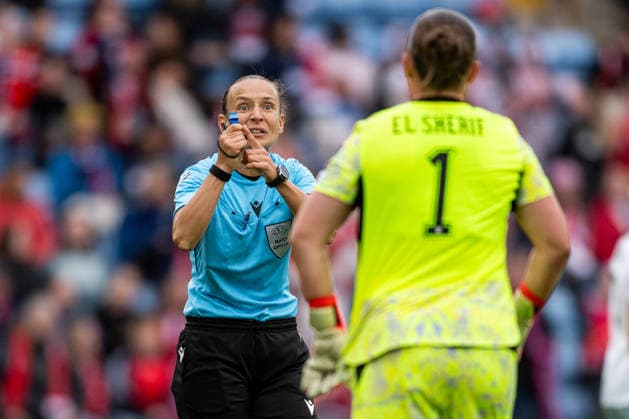 260609 Ivana Projkovska, referee, during the FIFA Women s World Cup Qualifier football match between Norway and Austria on June 9, 2026 in Oslo Photo Marius Simensen BILDBYRAN COP 238 MM0070 bbeng fotball soccer football fotboll fifa world cup qualifiers vm kvalifisering kvinner vm kvalik landskamp dam norge norway austria osterrike  Copyright: MARIUSxSIMENSEN BB260609BB545