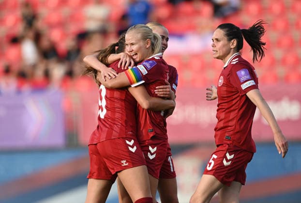 SERBIA vs DENMARK Football players of Denmark, celebrates goal during the match against Serbia, at Sports Center of FA of Serbia. Stara Pazova, 09.06.2026. photo: Nebojsa Parausic FOOTBALL, SERBIA, DENMARK, WOMEN Stara Pazova Sports Center of FA of Serbia Serbia Copyright: xNebojsaxParausicx xMNxPressx