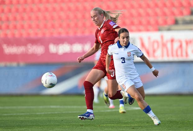 SERBIA vs DENMARK AMALIE VANGSGAARD, football player of Denmark, during the match against Serbia, at Sports Center of FA of Serbia. Stara Pazova, 09.06.2026. photo: Nebojsa Parausic FOOTBALL, SERBIA, DENMARK, WOMEN Stara Pazova Sports Center of FA of Serbia Serbia Copyright: xNebojsaxParausicx xMNxPressx