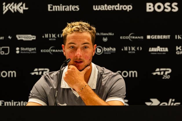 Stuttgart, GERMANY - June 09: Jan-Lennard Struff (GER) during the press conference, PK, Pressekonferenz after his win in the Singles Match between Jan-Lennard Struff (GER) vs. Alexis Galerneau (CAN) at BOSS OPEN 2026, Tennisanlage Weissenhof on June 09, 2026 in Stuttgart, Germany. Baden-Württemberg Germany Copyright: xTimoxSteinx