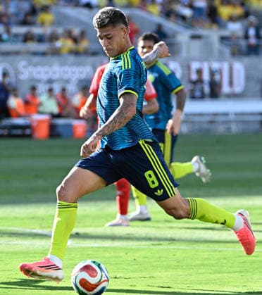 RECORD DATE NOT STATED 7th June, 2026; Snapdragon Stadium, San Diego, California, United States of America; International Friendly, Länderspiel, Nationalmannschaft Football, Colombia versus Jordan; Jorge Carrascal of Colombia takes a shot at goal JulianxMedina DiaEsportivo