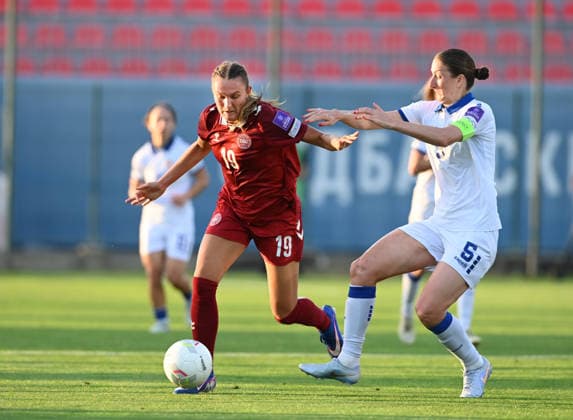 SERBIA vs DENMARK CECILIE FLOE, football player of Denmark, during the match against Serbia, and VIOLETA SLOVIC, at Sports Center of FA of Serbia. Stara Pazova, 09.06.2026. photo: Nebojsa Parausic FOOTBALL, SERBIA, DENMARK, WOMEN Stara Pazova Sports Center of FA of Serbia Serbia Copyright: xNebojsaxParausicx xMNxPressx