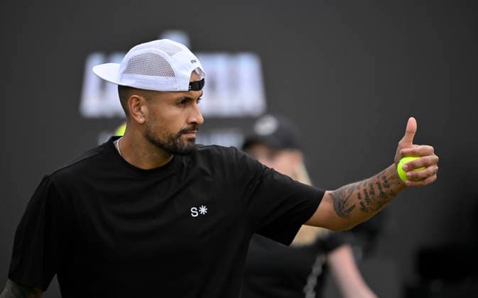 Nick Kyrgios AUS Gesture Gesture Thumbs up Tennis Men BOSS Open ATP 250 Stuttgart 2026 Weissenhof BOSS Open ATP 250 Stuttgart 2026