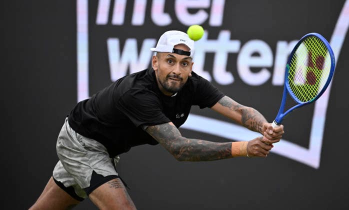 Nick Kyrgios AUS Action Tennis Men BOSS Open ATP 250 Stuttgart 2026 Weissenhof BOSS Open ATP 250 Stuttgart 2026