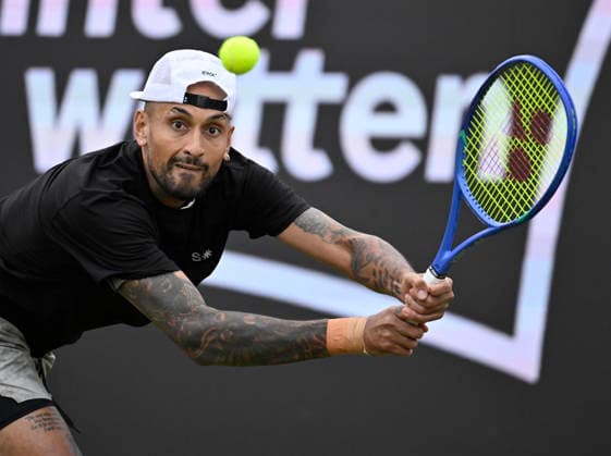 Nick Kyrgios AUS Action Tennis Men BOSS Open ATP 250 Stuttgart 2026 Weissenhof BOSS Open ATP 250 Stuttgart 2026