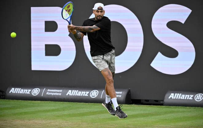 Nick Kyrgios AUS Action Tennis Men BOSS Open ATP 250 Stuttgart 2026 Weissenhof BOSS Open ATP 250 Stuttgart 2026