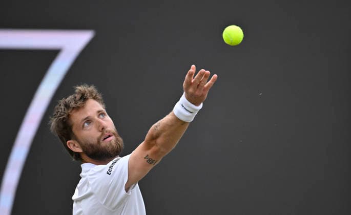 Corentin Moutet FRA Action Serve Tennis Men BOSS Open ATP 250 Stuttgart 2026 Weissenhof BOSS Open ATP 250 Stuttgart 2026