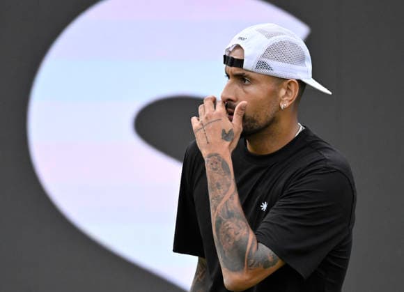 Nick Kyrgios AUS Gesture Gesture Tennis Men BOSS Open ATP 250 Stuttgart 2026 Weissenhof BOSS Open ATP 250 Stuttgart 2026