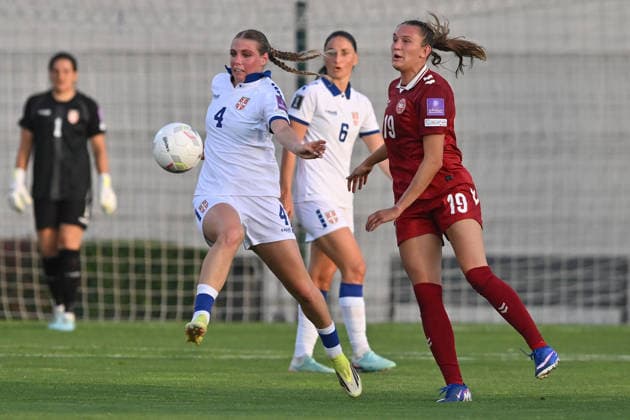 SERBIA vs DENMARK ALEKSANDRA GAJIC vs CECILIE FLOE football Serbia vs Denmar UEFA European Championship, EM, Europameisterschaft qualifzing match at sports center FSS, Stara Pazova 09.06.2026 Foto: FOOTBALL, SERBIA, DENMARK, UEFA EUROPEAN CHAMPIONSHIP QUALIFICATIONS, WOMEN Stara Pazova Sports center Stara Pazova Serbia Copyright: xMarkoxMetlas xMNxPressx