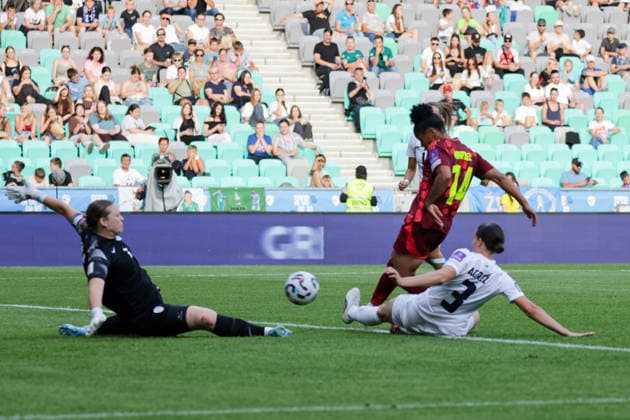 09 06 2026, xgrfx, football world cup qualification women, Slovenia Germany v l goal, Shekiera Martinez to 0 2 German womens national team DFL DFB REGULATIONS PROHIBIT ANY USE OF PHOTOGRAPHS as IMAGE SEQUENCES and or QUASI VIDEO Ljubljana