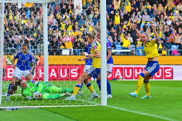 Gamla Ullevi GOTHENBURG, SWEDEN - JUNE 9: Hanna Lundkvist of Sweden celebrates goal in the World Cup 2027 qualifier match between Sweden and Italy at Gamla Ullevi on June 9, 2026 in Gothengurg, Sweden. (Peter Sonander SPP)  Copyright: xx spp-en-PeSo-20260609_SPP_PeterSonander_8025