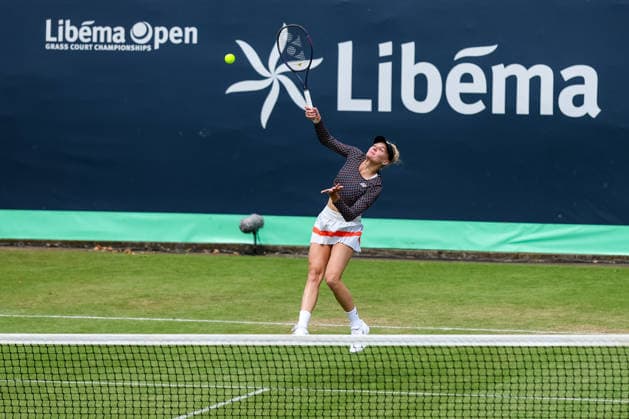 ROSMALEN, NETHERLANDS - JUNE 9: Dayana Yastremska of Ukraine plays a forehand volley in her Women s Singles First Round match against Sara Bejlek of the Czech Republic during Day 2 of the Libema Open Grass Court Championships at the Autotron on June 9, 2026 in Rosmalen, Netherlands.  Copyright: xRenexNijhuis MBxMediax