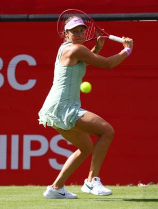 2026 HSBC Tennis Championships, Queens Club, London, UK - 09 06 2026 Tatjana Maria (GER) in action during her first round match agianst Maria Sakkari (GRE) in the HSBC 2026 Championships at Queens Club in London London Queens Club London GBR Copyright: xMarkxGreenwoodx