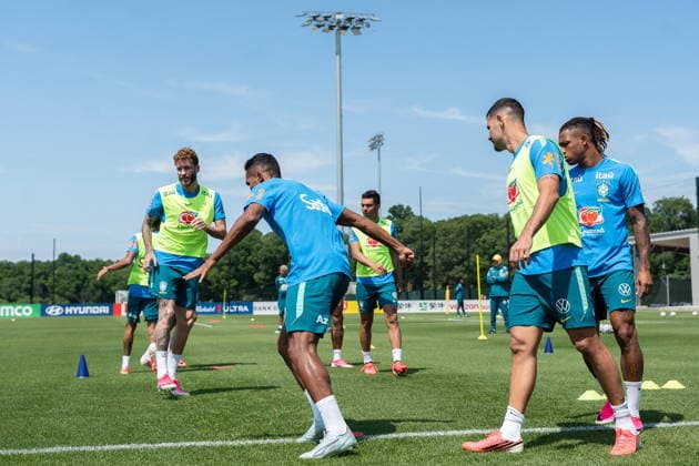 FIFA World Cup, WM, Weltmeisterschaft, Fussball 2026 preparations - Brazil training session Players of Brazil participate in a training session in Morris Township, New Jersey, USA, 09 June 2026. Brazil are drawn in Group C of the upcoming FIFA World Cup 2026 starting on 11 June 2026 and running 19 July 2026. Morris Township New Jersey United States  Copyright: xOLGAxFEDOROVAx