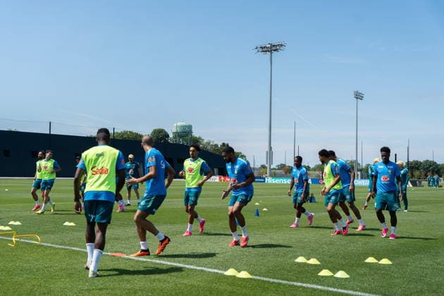 FIFA World Cup, WM, Weltmeisterschaft, Fussball 2026 preparations - Brazil training session Players of Brazil participate in a training session in Morris Township, New Jersey, USA, 09 June 2026. Brazil are drawn in Group C of the upcoming FIFA World Cup 2026 starting on 11 June 2026 and running 19 July 2026. Morris Township New Jersey United States  Copyright: xOLGAxFEDOROVAx