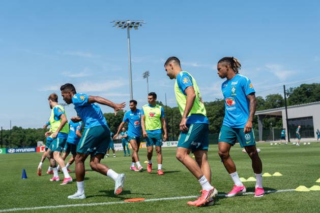 FIFA World Cup, WM, Weltmeisterschaft, Fussball 2026 preparations - Brazil training session Players of Brazil participate in a training session in Morris Township, New Jersey, USA, 09 June 2026. Brazil are drawn in Group C of the upcoming FIFA World Cup 2026 starting on 11 June 2026 and running 19 July 2026. Morris Township New Jersey United States  Copyright: xOLGAxFEDOROVAx