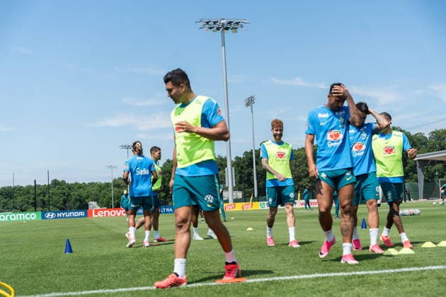 FIFA World Cup, WM, Weltmeisterschaft, Fussball 2026 preparations - Brazil training session Players of Brazil participate in a training session in Morris Township, New Jersey, USA, 09 June 2026. Brazil are drawn in Group C of the upcoming FIFA World Cup 2026 starting on 11 June 2026 and running 19 July 2026. Morris Township New Jersey United States  Copyright: xOLGAxFEDOROVAx