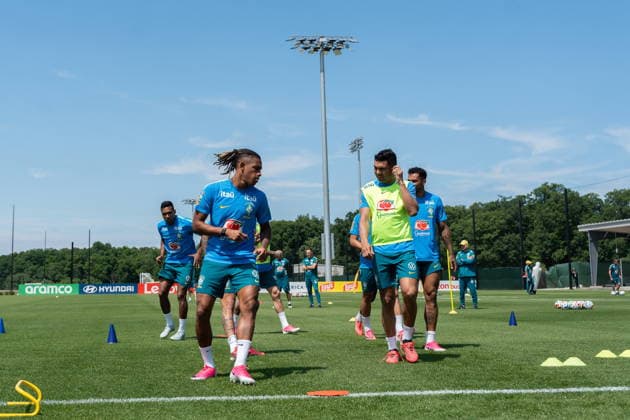 FIFA World Cup, WM, Weltmeisterschaft, Fussball 2026 preparations - Brazil training session Players of Brazil participate in a training session in Morris Township, New Jersey, USA, 09 June 2026. Brazil are drawn in Group C of the upcoming FIFA World Cup 2026 starting on 11 June 2026 and running 19 July 2026. Morris Township New Jersey United States  Copyright: xOLGAxFEDOROVAx