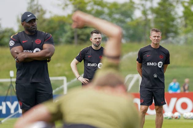 Canada Training Day - 2026 FIFA World Cup, WM, Weltmeisterschaft, Fussball Jesse Marsch Head Coach of Canada national football team and his staff during the training day, ahead the 2026 FIFA World Cup Group B match against Bosnia and Herzegovina at TorontoFC Training Ground. on June 9, 2026 in Toronto, Canada. (Photo by Leonardo Ramirez Eyepix Group) Copyright: xLeonardoxRamirezx xEyepixxGroupx LR09062026-00264