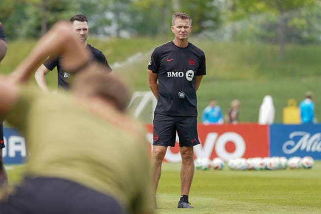 Canada Training Day - 2026 FIFA World Cup, WM, Weltmeisterschaft, Fussball Jesse Marsch Head Coach of Canada national football team during the training day, ahead the 2026 FIFA World Cup Group B match against Bosnia and Herzegovina at TorontoFC Training Ground. on June 9, 2026 in Toronto, Canada. (Photo by Leonardo Ramirez Eyepix Group) Copyright: xLeonardoxRamirezx xEyepixxGroupx LR09062026-00265