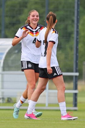 Frankfurt, Germany 09 June 2026 U19 Womens National Team 2026 Test Match Germany vs USA In the picture goal scorer Lina Szaraz Germany is happy about her goal for 1 0 DFL DFB DFB regulations prohibit any use of photographs as image sequences and or quasi video DFB Campus Hessen Copyright: xFotostandx xRacochax