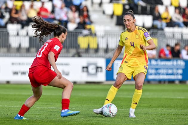 SOCCER WOMEN UEFA QUALIFIERS B4 MD6 LUXEMBURG VS BELGIUM Amber Tysiak (4) of Belgium pictured during a women football game between the national teams of Luxemburg and Belgium , called the Red Flames , on the sixth match day in League B Group B4 in the league stage of the 2026-27 UEFA Women s European Qualifiers competition , on Tuesday 9 June 2026 in Esch-sur-Alzette , Luxemburg . PHOTO SPORTPIX Stijn Audooren Esch-sur-Alzette Stade de la Frontiere Luxemburg  Copyright: xSportpix.bex xStijnxAudoorenxStijnxAudoorenx