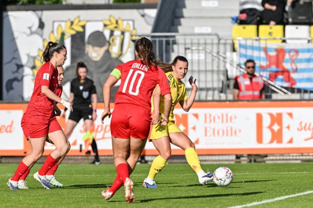 SOCCER WOMEN UEFA QUALIFIERS B4 MD6 LUXEMBURG VS BELGIUM Hannah Eurlings (7) of Belgium pictured during a women football game between the national teams of Luxemburg and Belgium , called the Red Flames , on the sixth match day in League B Group B4 in the league stage of the 2026-27 UEFA Women s European Qualifiers competition , on Tuesday 9 June 2026 in Esch-sur-Alzette , Luxemburg . PHOTO SPORTPIX Stijn Audooren Esch-sur-Alzette Stade de la Frontiere Luxemburg  Copyright: xSportpix.bex xStijnxAudoorenxStijnxAudoorenx