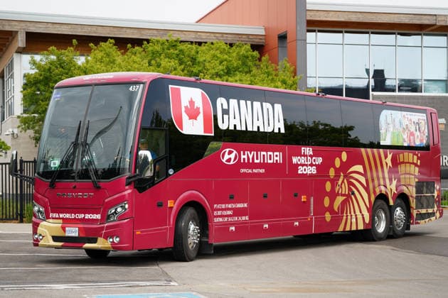 June 9, 2026, Toronto, Ciudad de Mexico, Canada: Canada national football team official bus during the training day, ahead the 2026 FIFA World Cup, WM, Weltmeisterschaft, Fussball Group B match against Bosnia and Herzegovina at TorontoFC Training Ground. on June 9, 2026 in Toronto, Canada. Toronto Canada - ZUMAe321 20260609_zsa_e321_022 Copyright: xLeonardoxRamirezx