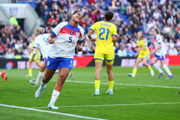 Jessica Carter of England celebrates scoring to make it 1-0 England Women v Ukraine Women, FIFA 2027 Women s World Cup Qualifying, Football, Hill Dickinson Stadium, Liverpool, UK - 09 Jun 2026Liverpool Hill Dickinson Stadium United Kingdom EDITORIAL USE ONLY No use with unauthorised audio, video, data, fixture lists, club league logos or live services. Online in-match use limited to 120 images, no video emulation. No use in betting, games or single club league player publications. Copyright: xPaulxCurrie Shutterstockx 16919205ak