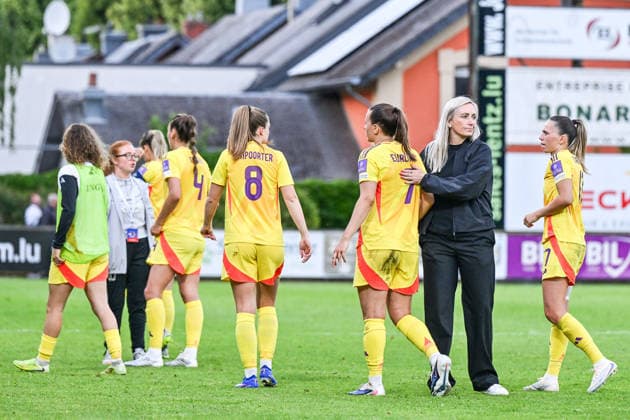 SOCCER WOMEN UEFA QUALIFIERS B4 MD6 LUXEMBURG VS BELGIUM Red Flames reacts dejected after a women football game between the national teams of Luxemburg and Belgium , called the Red Flames , on the sixth match day in League B Group B4 in the league stage of the 2026-27 UEFA Women s European Qualifiers competition , on Tuesday 9 June 2026 in Esch-sur-Alzette , Luxemburg . PHOTO SPORTPIX Stijn Audooren Esch-sur-Alzette Stade de la Frontiere Luxemburg  Copyright: xSportpix.bex xStijnxAudoorenxStijnxAudoorenx