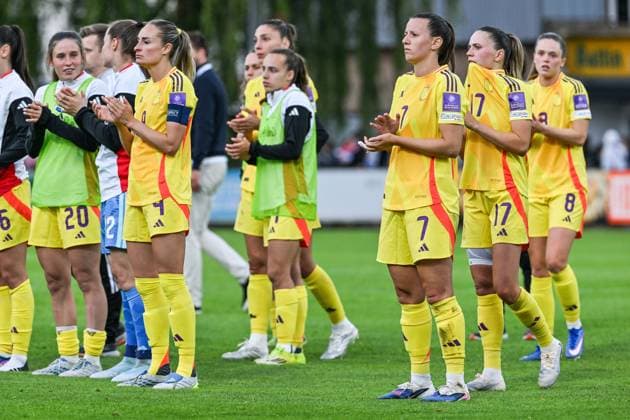 SOCCER WOMEN UEFA QUALIFIERS B4 MD6 LUXEMBURG VS BELGIUM Red Flames reacts dejected after a women football game between the national teams of Luxemburg and Belgium , called the Red Flames , on the sixth match day in League B Group B4 in the league stage of the 2026-27 UEFA Women s European Qualifiers competition , on Tuesday 9 June 2026 in Esch-sur-Alzette , Luxemburg . PHOTO SPORTPIX Stijn Audooren Esch-sur-Alzette Stade de la Frontiere Luxemburg  Copyright: xSportpix.bex xStijnxAudoorenxStijnxAudoorenx