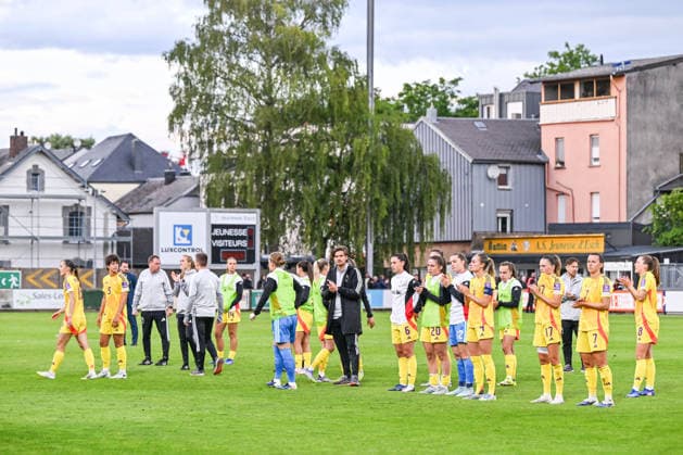 SOCCER WOMEN UEFA QUALIFIERS B4 MD6 LUXEMBURG VS BELGIUM Red Flames reacts dejected after a women football game between the national teams of Luxemburg and Belgium , called the Red Flames , on the sixth match day in League B Group B4 in the league stage of the 2026-27 UEFA Women s European Qualifiers competition , on Tuesday 9 June 2026 in Esch-sur-Alzette , Luxemburg . PHOTO SPORTPIX Stijn Audooren Esch-sur-Alzette Stade de la Frontiere Luxemburg  Copyright: xSportpix.bex xStijnxAudoorenxStijnxAudoorenx