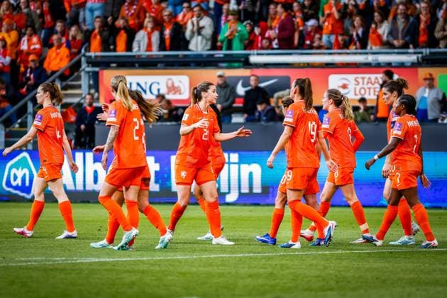 ALMELO , 09-06-2026 , Stadium Asito , season 2025 2026 , UEFA worldcup qualification football , match between The Netherlands and Poland (women) , picture shows Netherlands celebrates the 1-0 after Netherlands player Wieke Kaptein scores the goal Netherlands - Poland (women)  x204270270x Copyright: