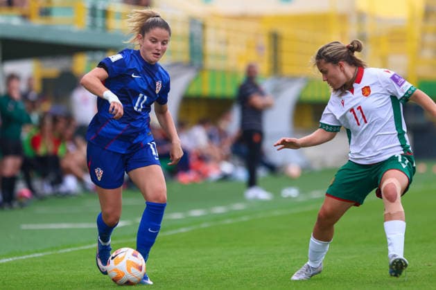Croatia v Bulgaria: FIFA Women s World Cup 2027 Qualifiers Karla Kurkutovic of Croatia and Kristiana Karaivanova of Bulgaria competes for the ball during the FIFA Women s World Cup 2027 Qualifier match match between Croatia and Bulgaria at Aldo Drosina Stadium on June 09, 2026. in Pula, Croatia.  SreckoxNiketic PIXSELL