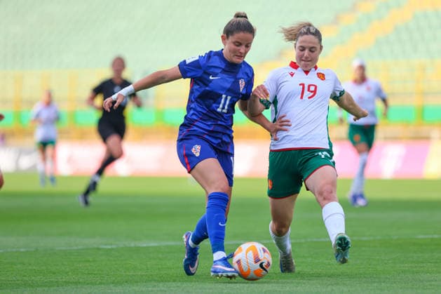 Croatia v Bulgaria: FIFA Women s World Cup 2027 Qualifiers Karla Kurkutovic of Croatia and Yoana Stankova of Bulgaria competes for the ball during the FIFA Women s World Cup 2027 Qualifier match match between Croatia and Bulgaria at Aldo Drosina Stadium on June 09, 2026. in Pula, Croatia.  SreckoxNiketic PIXSELL