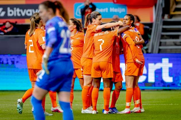 ALMELO Netherlands player Wieke Kaptein scores the 1 0 and celebrates the goal during the World Cup Qualifiers at Asito Stadium on June 9, 2026 in Almelo, the Netherlands Photo by DeFodi Images