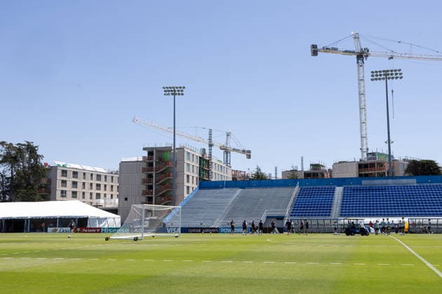 SOCCER - FIFA World Cup, WM, Weltmeisterschaft, Fussball 2026, preview SANTA BARBARA,CALIFORNIA,USA,09.JUN.26 - SOCCER - FIFA World Cup 2026, USA, Mexico, Canada, preview, OEFB, Oesterreichischer Fussball-Bund, training team AUT. Image shows an overview of the Harder Stadium, the team of AUT and the construction site. GEPAxpictures xArminxRauthner