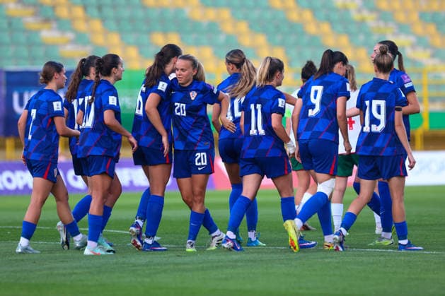 Croatia v Bulgaria: FIFA Women s World Cup 2027 Qualifiers Players of Croatia celebrate after Karla Kukutovic of Croatia scores a goal for 4:0 during the FIFA Women s World Cup 2027 Qualifier match match between Croatia and Bulgaria at Aldo Drosina Stadium on June 09, 2026. in Pula, Croatia.  SreckoxNiketic PIXSELL