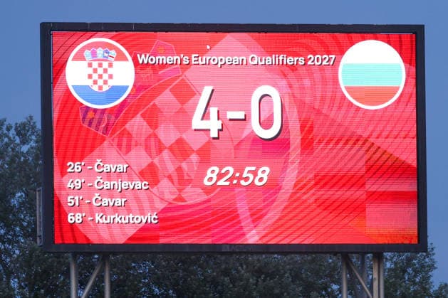 Croatia v Bulgaria: FIFA Women s World Cup 2027 Qualifiers The scoreboard with the final score 4-0 at the end of the FIFA Women s World Cup 2027 Qualifier match match between Croatia and Bulgaria at Aldo Drosina Stadium on June 09, 2026. in Pula, Croatia.  SreckoxNiketic PIXSELL