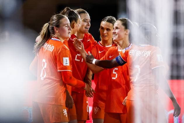 ALMELO - RomÃ e Leuchter of The Netherlands celebrates the 2-0 during the World Cup qualifying match between the Netherlands (women) and Poland (women) at Erve Asito Stadium on June 9, 2026 in Almelo, the Netherlands. VINCENT JANNINK ANP FIFA Women s World Cup 2027 Qualifier 2026 xVIxANPxSportx xxANPxIVx 560598611 originalFilename: 560598611.jpg