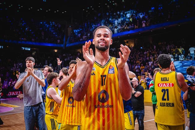 Basketball Berlin 019 06 2026 Season 2025 2026 EasyCredit BBL 1 Bundesliga Men, Men Playoffs Semifinal Game 5 Alba Berlin BMA365 Bamberg Baskets Alba wins Norris Agbakoko Alba Berlin, No 17