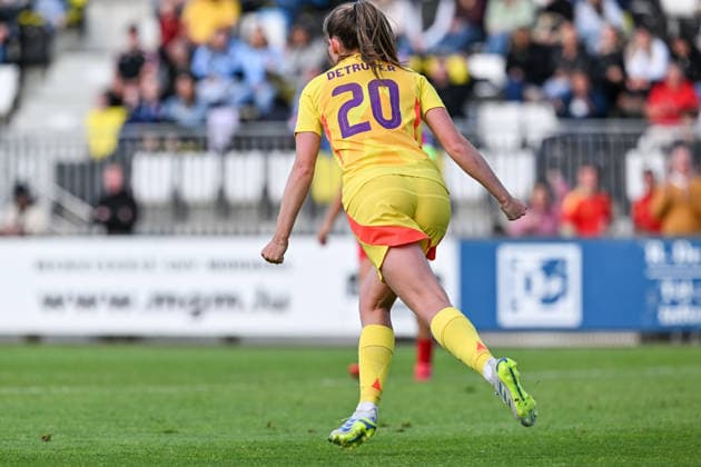 SOCCER WOMEN UEFA QUALIFIERS B4 MD6 LUXEMBURG VS BELGIUM Marie Detruyer (20) of Belgium scores 0-3 and Belgium celebrate during a women football game between the national teams of Luxemburg and Belgium , called the Red Flames , on the sixth match day in League B Group B4 in the league stage of the 2026-27 UEFA Women s European Qualifiers competition , on Tuesday 9 June 2026 in Esch-sur-Alzette , Luxemburg . PHOTO SPORTPIX Stijn Audooren Esch-sur-Alzette Stade de la Frontiere Luxemburg  Copyright: xSportpix.bex xStijnxAudoorenxStijnxAudoorenx