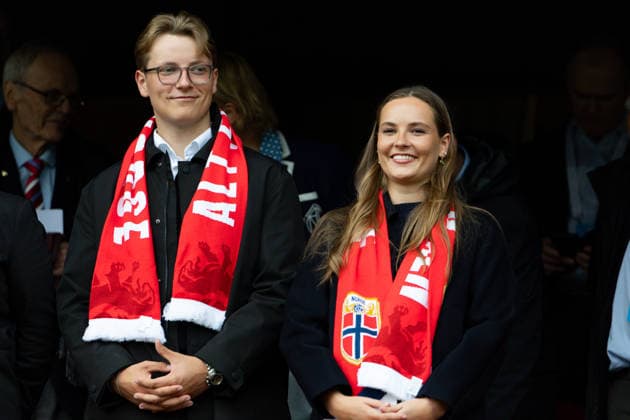 OSLO, NORWAY - JUNE 09: Prince Sverre Magnus and Princess Ingrid Alexandra of Norway are seen before the FIFA Womens World Cup 2027 Qualifier match between Norway and Austria at Ullevaal Stadium on June 09, 2026 in Oslo, Norway. (Photo by Ane Frosaker Sports Press Photo)  Copyright: xAnexFrosakerx xSPPx Sportspressphoto_SPR164122