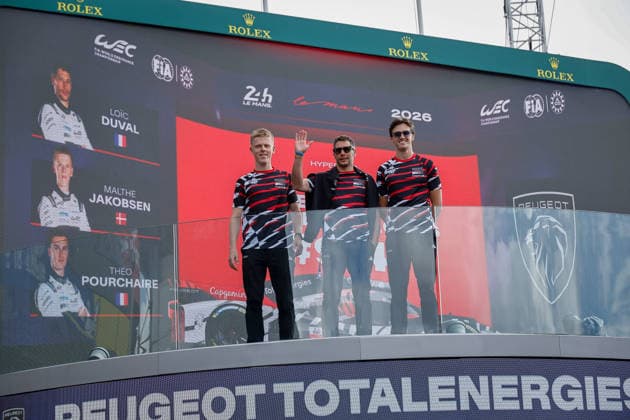 24 HEURES DU MANS 2026 - TUESDAY 94 DUVAL LoÃ¯c (fra), JAKOBSEN Malthe (dnk), POURCHAIRE ThÃ o (fra), Peugeot TotalEnergies, Peugeot 9X8 94, Hypercar, portrait during the 24 Hours of Le Mans 2026, 3rd round of the 2026 FIA World Endurance Championship, on June 9, 2026 on the Circuit des 24 Heures du Mans in Le Mans, France - Le MansFrance  Copyright: xPauloxMariax