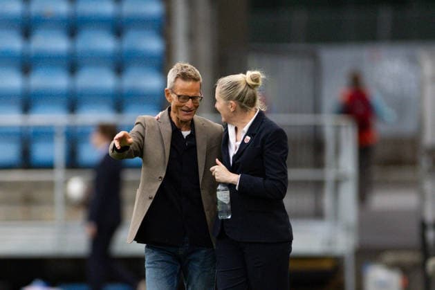 OSLO, NORWAY - JUNE 09: Head coach of Austria, Lars Sondergaard and Head coach of Norway, Gemma Grainger are seen after the FIFA Womens World Cup 2027 Qualifier match between Norway and Austria at Ullevaal Stadium on June 09, 2026 in Oslo, Norway. (Photo by Ane Frosaker Sports Press Photo)  Copyright: xAnexFrosakerx xSPPx Sportspressphoto_SPR164129