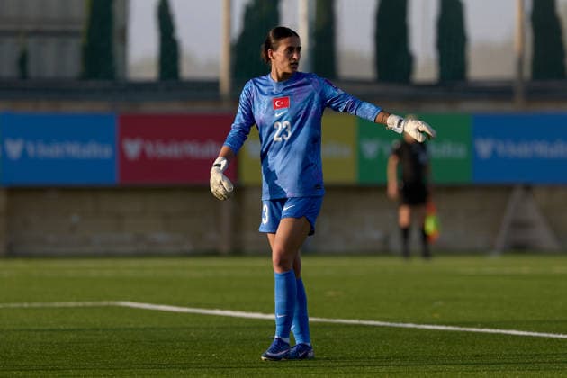 Gamze Yaman, goalkeeper of Turkiye reacts during the UEFA Women™s European Qualifiers League B, Group B2 soccer match between Malta and Turkiye at the Centenary Stadium in Ta™ Qali, Malta, on 09 June 2026. UEFA Women™s European Qualifiers - Malta v Turkiye