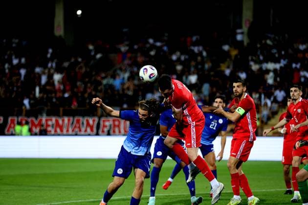 RECORD DATE NOT STATED International Friendlies: Armenia National Football Team v Moldova National Football Team Petru Popescu and Georgy Arutyunyan during the International Friendlies match between Armenia National Football Team and Moldova National Football Team at Vazgen Sargsyan Republican Stadium in Yerevan, Armenia on June 9, 2026